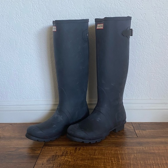 Hunter Women’s Original Back Adjustable Tall Rain Boots in Black - Size 9 - Picture 2 of 16